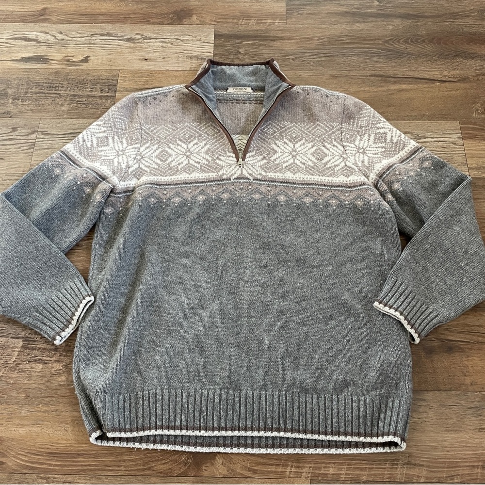 Fioroni mens Italian cashmere quarter zip winter sweater 58